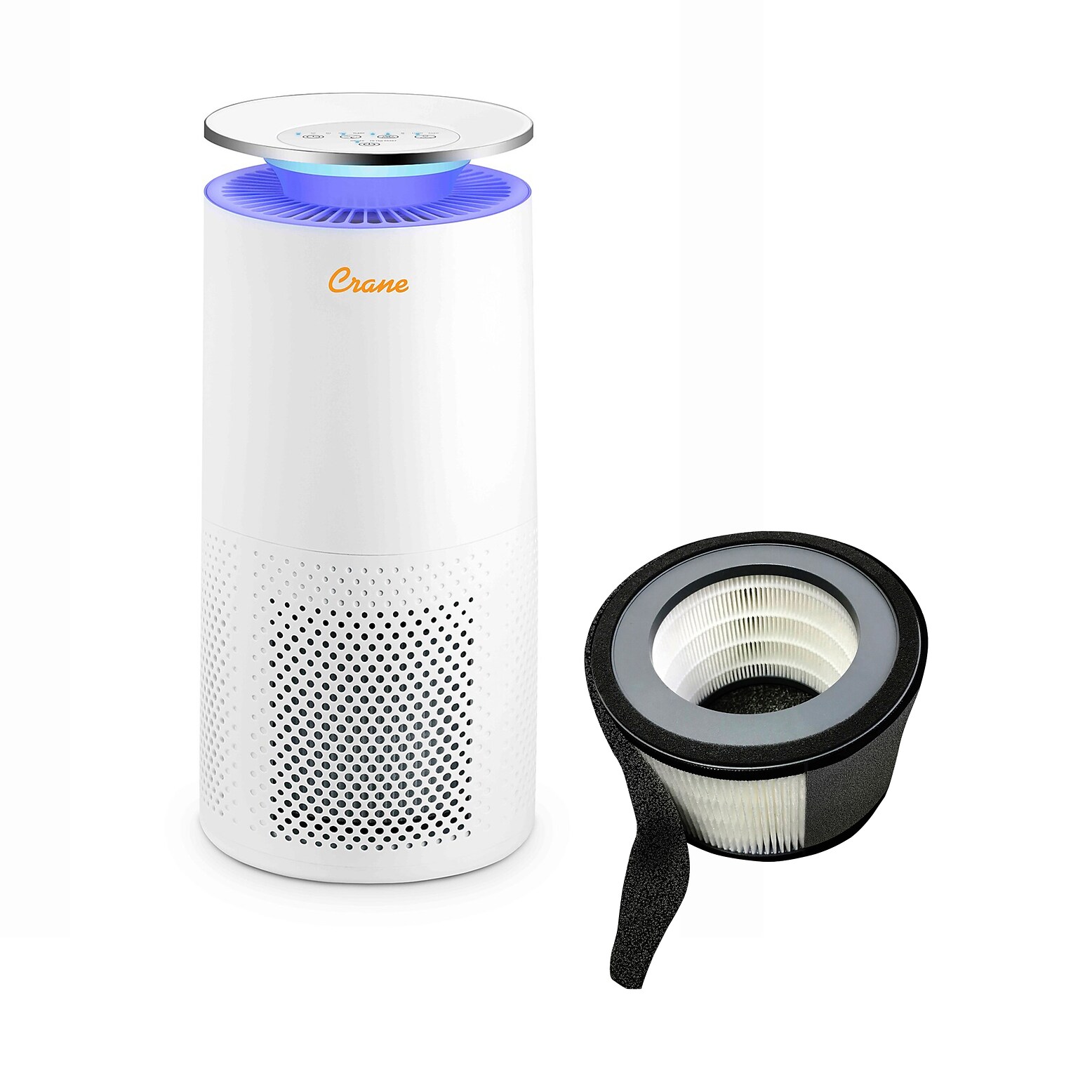 Crane True HEPA EE5069 Tower Air Purifier and Replacement Filter Bundle
