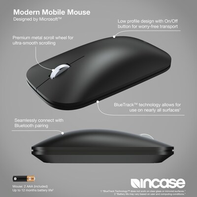Incase Designed by Microsoft Modern Mobile Wireless Ambidextrous Mouse, Black (KTF-00013)