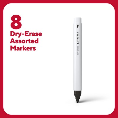 TRU RED™ Dry Erase Markers, Fine Tip, Assorted, 8/Pack (TR61443/TR56881)