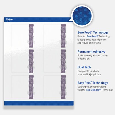 Avery Laser/Inkjet Square Multipurpose Labels, 3" x 3", White, 60/Pack (S00-F51)
