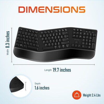 Delton G20 Wireless Ergonomic Keyboard and Optical Mouse Combo, Black (DKMKITERG20-WB)