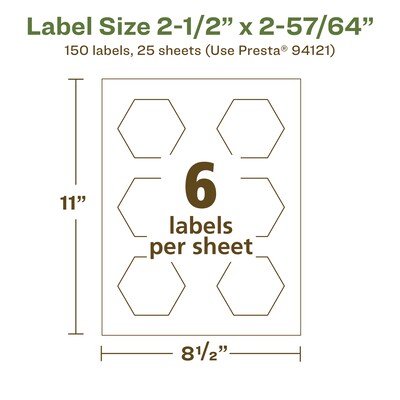 Avery EcoFriendly Laser/Inkjet Decorative Edge Multipurpose Labels, 2-1/2" x 2-57/64", White, 150/Pack (94121)