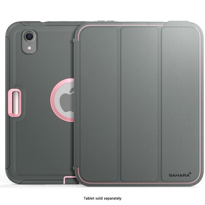 SaharaCase Raider Series TPU 9 Heavy Duty Folio Case for iPad Mini 6th & 7th Generation, Mist Gray/Pink (TB00453)