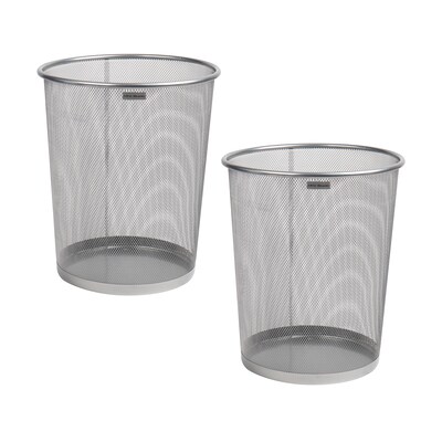 Mind Reader Metal Mesh Trash Can Without Lid, 4.4 Gallon, Silver, 2/Pack (2CIRGA-SIL)