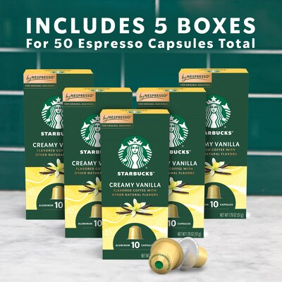 Starbucks Creamy Vanilla Coffee Nespresso Original Capsules, Light Roast, 50/Box (135893)