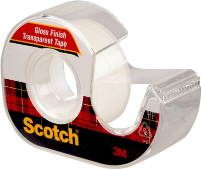 Scotch® Transparent Tape, w/Built in Refillable Dispenser, 1/2" x 12.5 yds., 1 Roll (144)