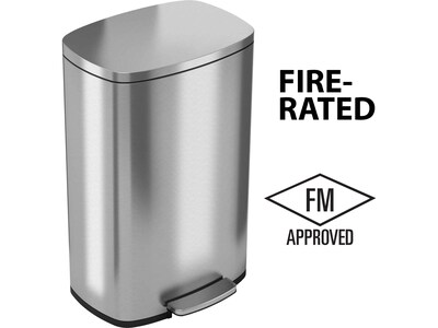HLS Commercial Stainless Steel Trash Can with Hinged Lid, 13.2-Gallon, Silver (HLSS13RFR)