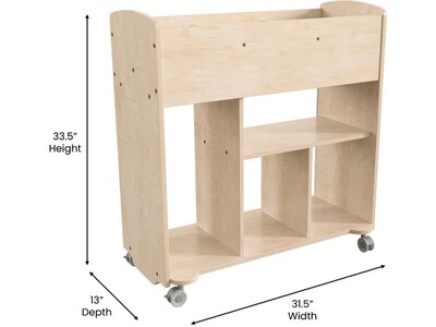 Flash Furniture Bright Beginnings Mobile 10-Section Storage Cart, 33.5"H x 31.5"W x 13"D, Brown (MK-KE24244-GG)