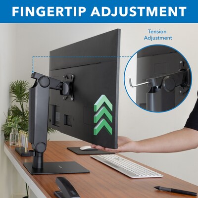Mount-It! Adjustable Freestanding Single Monitor Arm with Height Adjustment, 17"–32", Black (MI-2757)