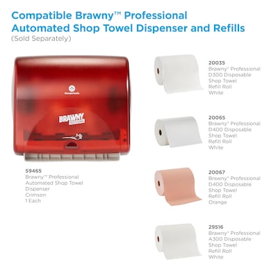 Brawny Professional D400 Disposable Cleaning Towel, 250" x 10", Orange, 6/Carton (20067)