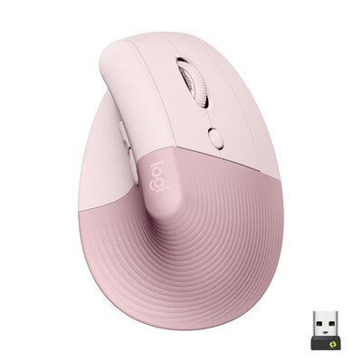 Logitech Lift Wireless Vertical Ergonomic USB Mouse, Rose (910-006472)