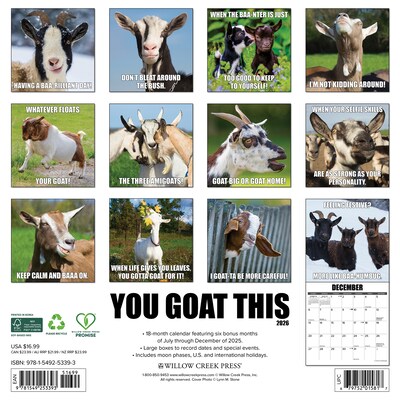 2026 Willow Creek You Goat This 12 x 12 Monthly Wall Calendar (53393)