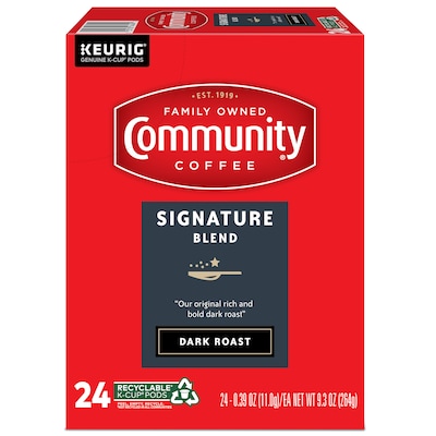 Community Coffee Signature Blend Coffee Keurig® K-Cup® Pods, Dark Roast, 24/Box (5000374328)