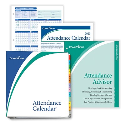 ComplyRight 2023 Attendance Calendar Kit, White, Pack of 50 (A1411W16PK50)