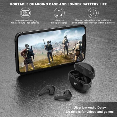 MyBat Pro Orbit Wireless Earbuds with Charging Case, Bluetooth, Black (BTK011001)