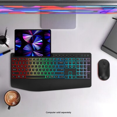 SaharaCase Wireless Ergonomic Gaming Keyboard and Laser Mouse Combo, Black (KB20)