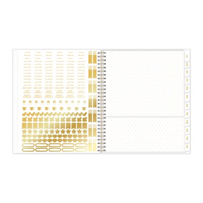 2027 Blue Sky Day Designer Rugby Stripe 8" x 10" Calendar Year Daily & Monthly Planner, Plastic Cover, Black/White (142098-27)