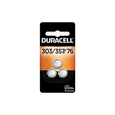 Duracell 303/357 Silver Oxide Button Battery for Calculator & Watch, 3/Pack (DU303/357-3PK)