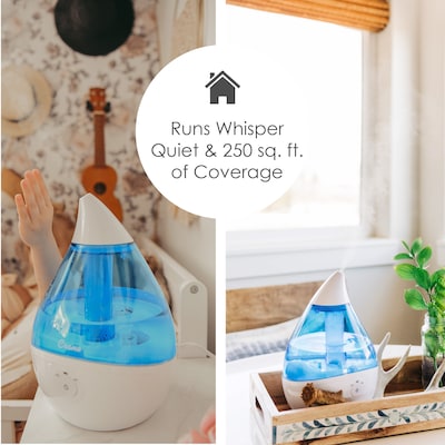 Crane Droplet Ultrasonic Cool Mist Tabletop Humidifier, 0.5-Gallon, Blue & White (EE-5302)