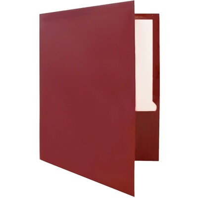 JAM Paper Glossy 2-Pocket Portfolio Folder, Maroon Burgundy, 6/Pack (V0312403D)