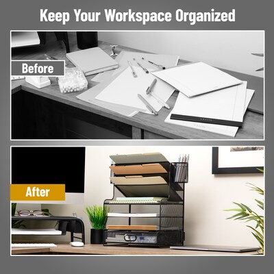 Mind Reader Metal Mesh Desk Organizer, Black (MSUP7C-BLK)