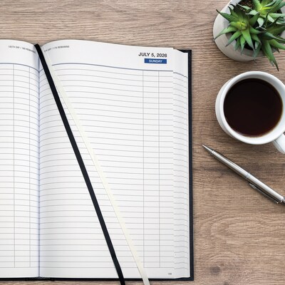 2026 Global Printed Products Professional Diary 8" x 12.5" Daily Planner, Paperboard Cover, Black (SDCY26-BK)