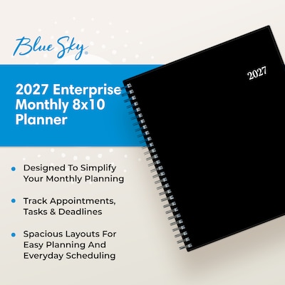 2027 Blue Sky 8" x 10" Monthly Planner, Black (160970)