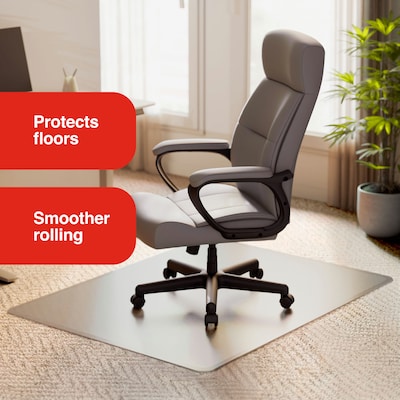 Quill Brand® PlushMat Carpet Chair Mat, 46 x 60, Crystal Clear (20235-CC)