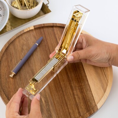 Swingline Acrylic Reduced-Effort Desktop Stapler, 20-Sheet Capacity, Clear/Gold (S700000A)