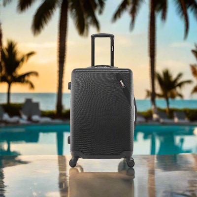 DUKAP Discovery 25.59" Hardside Suitcase, 4-Wheeled Spinner, TSA Checkpoint Friendly, Black (DKDIS00M-BLK)