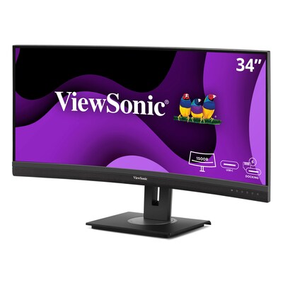 ViewSonic Ergonomic 34 21:9 Curved UWQHD 4K 100Hz LCD Monitor, Height Adjustable, Docking Station,