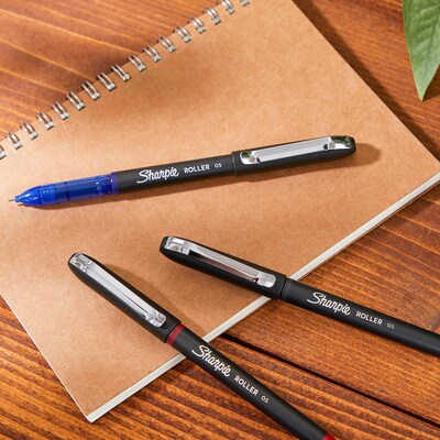 Sharpie Rollerball Pens, 0.5 mm, Needle Point, Black Ink, 4/Pack (2093222)
