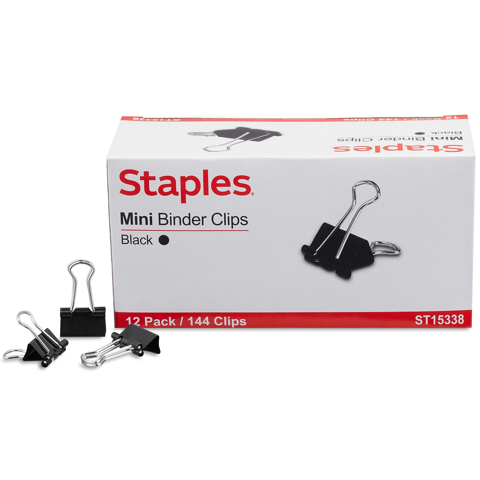 Staples® 0.6 Binder Clips, Mini, Black, 144/Pack (ST15338/15338)