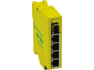 Brainboxes Industrial 4-Port Gigabit Ethernet Unmanaged Switch, Yellow (SW-584)