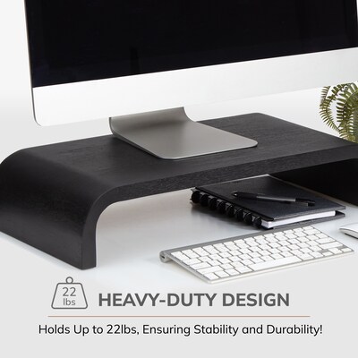 Anji Mountain Mango Wood Monitor Stand, Up to 32" Monitor, Black (MS-CRV-BLK)