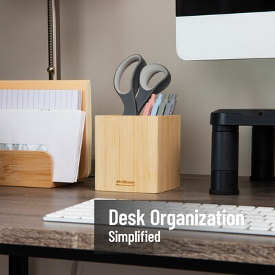 Mind Reader Wood Pen Cup Holder, Brown (BMPEN-BRN)