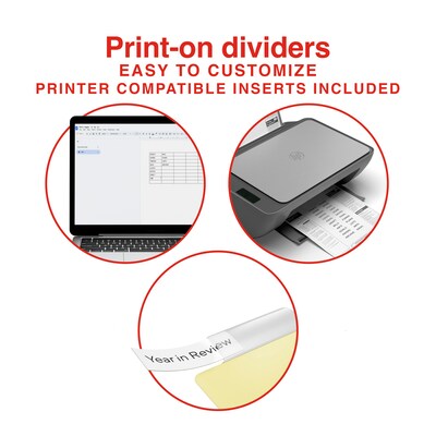 Staples Big Tab Blank Paper Dividers, 5-Tab, Clear, Writable Customizable Binder Dividers, 4-Pack