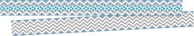 Barker Creek Gray & Blue Chevron Double-Sided Border, 35 x 3, 12/Pack