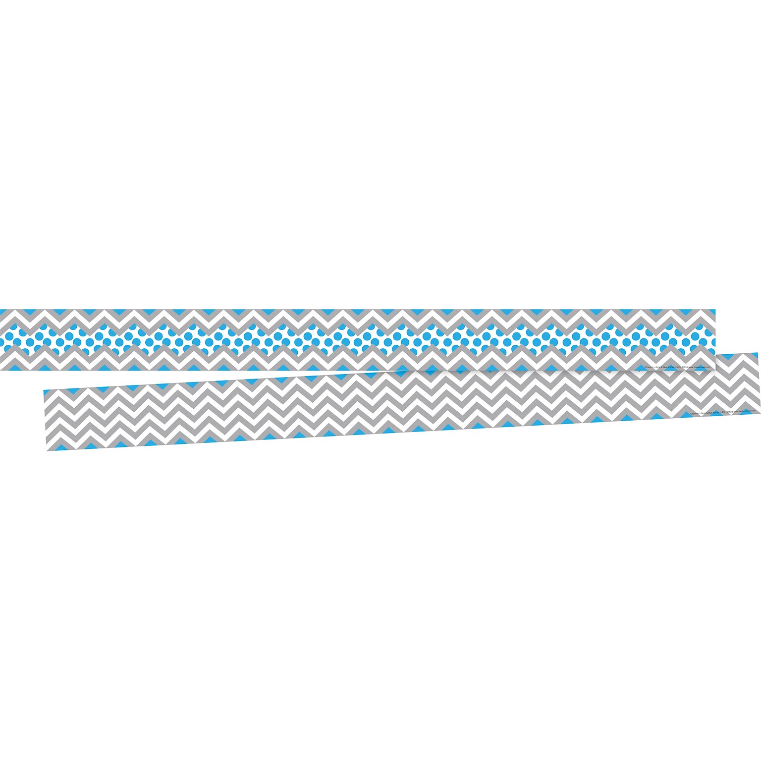 Barker Creek Double-Sided Border, 35 x 3, Gray & Blue Chevron, 12/Pack (LL901)