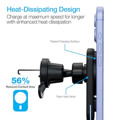 Naztech MagLock MagSafe Charging Qi v2.0 Vent Car Mount, 15W, Black (16125)