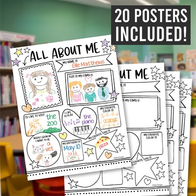 Hadley Designs 11" x 14" Star Student Read All About Me Posters, 20/Set (HDDX004A2JP9H)