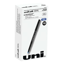 uniball Onyx Rollerball Pens, Micro Point, 0.5mm, Blue Ink, Dozen (60041)