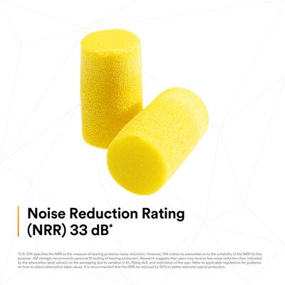 3M E-A-R Classic Uncorded Earplugs, 33 dB, Yellow, 200/Box (310-1101)