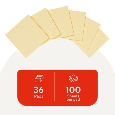 Staples Sticky Notes, 3 x 3, Sunshine Collection, 3600 Sheets – Standard Self-Stick Notes for Messages, Reminders & Planning
