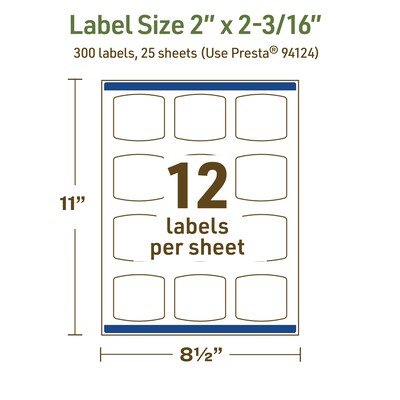 Avery Dissolvable Square Multipurpose Labels, 2" x 2-3/16", Off-white, 300/Pack (94124)
