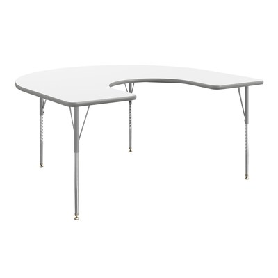 Flash Furniture Wren Horseshoe Activity Table, 66 x 60, Height Adjustable, White Top/Silver Frame (XUA6066HRSEWTA)