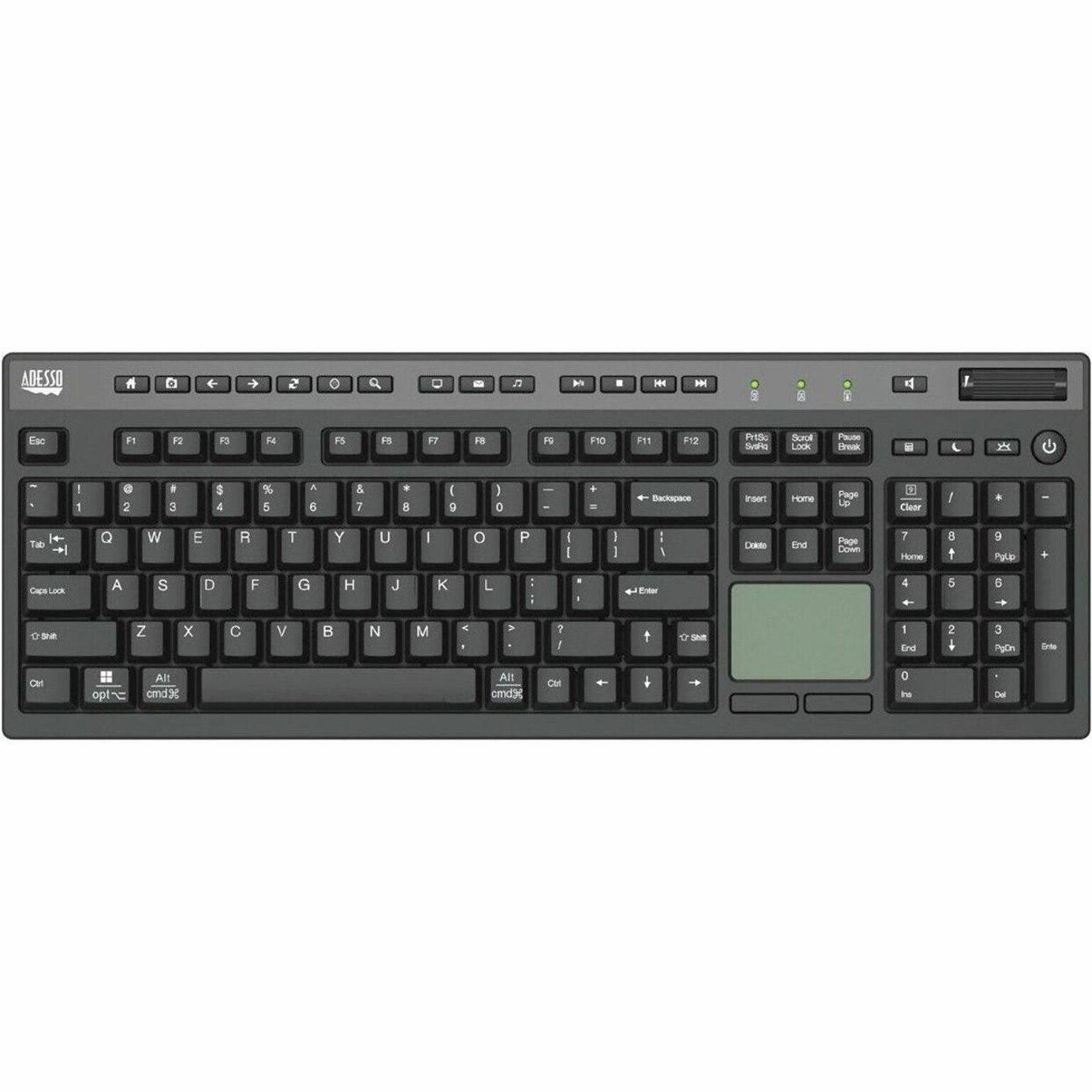 Adesso EasyTouch 445 Wired Touchpad Keyboard, Black (AKB-445UB)