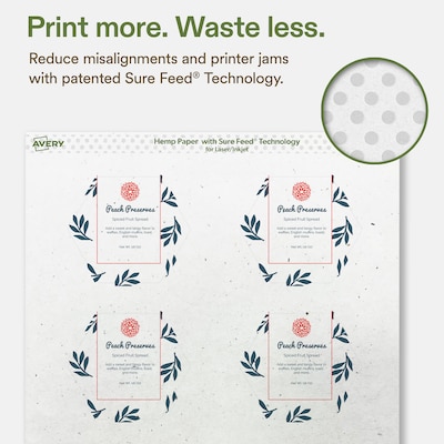 Avery Hemp Hexagon Laser/Inkjet Multipurpose Labels, 2-1/2" x 2-57/64", Off-White (240/Box)
