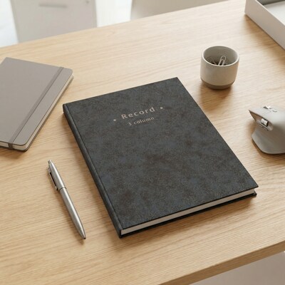 Quill Brand® Columnar Book, 3-Columns, 80 Pages, Blue Marble (18847/26516)