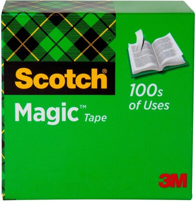 Scotch Magic Transparent Clear Tape, 1 x 72 yds., 1 Core, Clear, 12 Rolls/Pack (T965810)